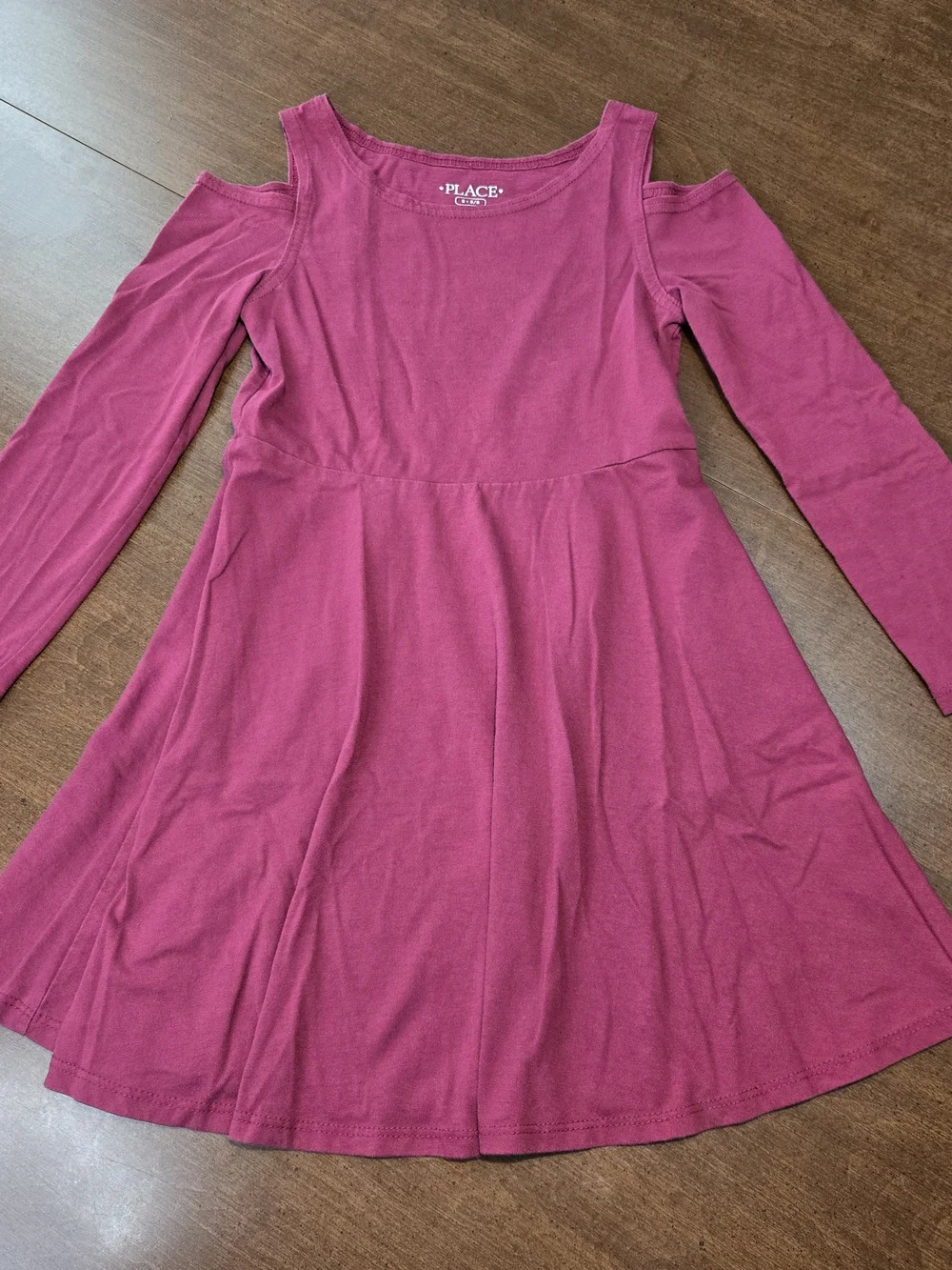 The Children's Place Girls Mauve Pink Cold Shoulder Knit Dress Long Sleeve Small